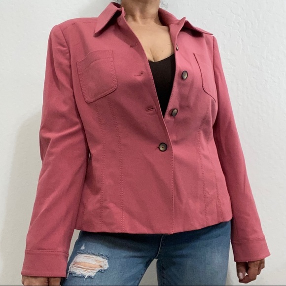 Kasper Vintage Women’s 10P Pink Button front Collared Career Blazer Jacket - Picture 2 of 7
